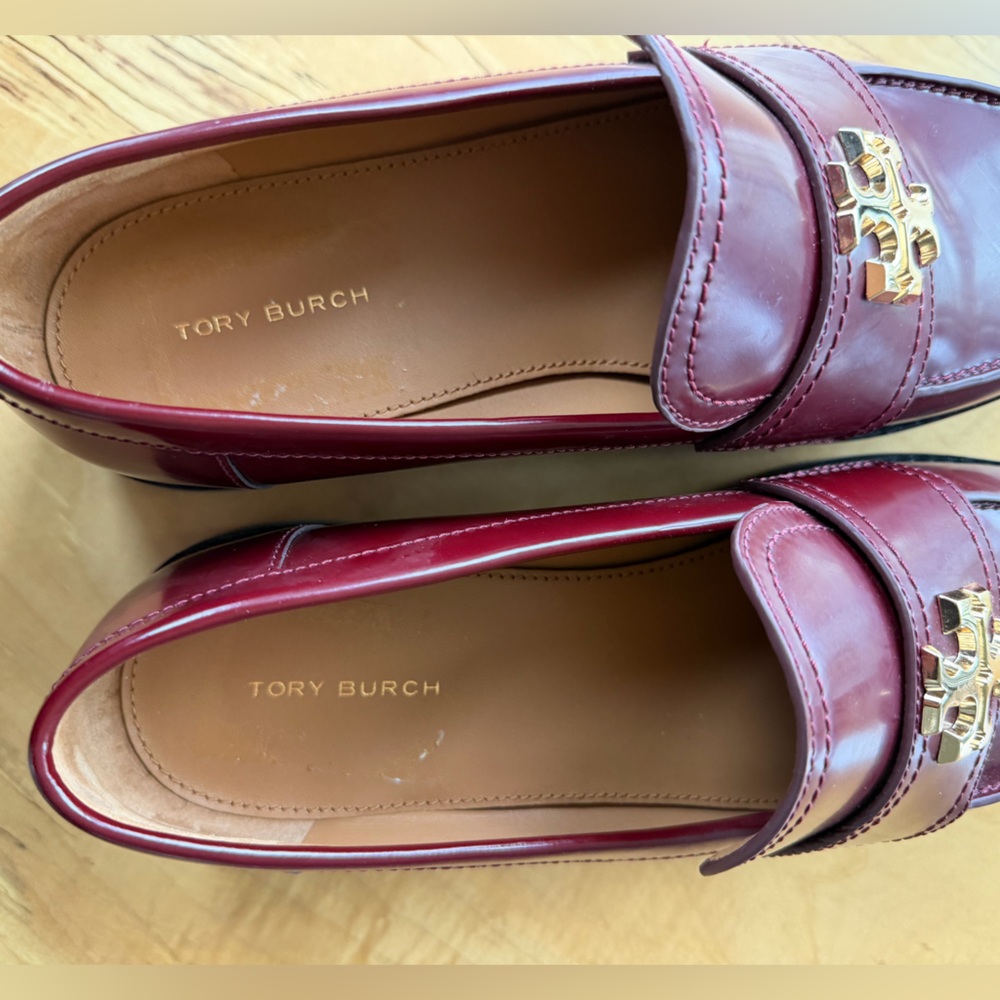 NWT Tory Burch Mini Everly Chunky Loafers Logo Burgundy, 9 - Picture 8 of 12